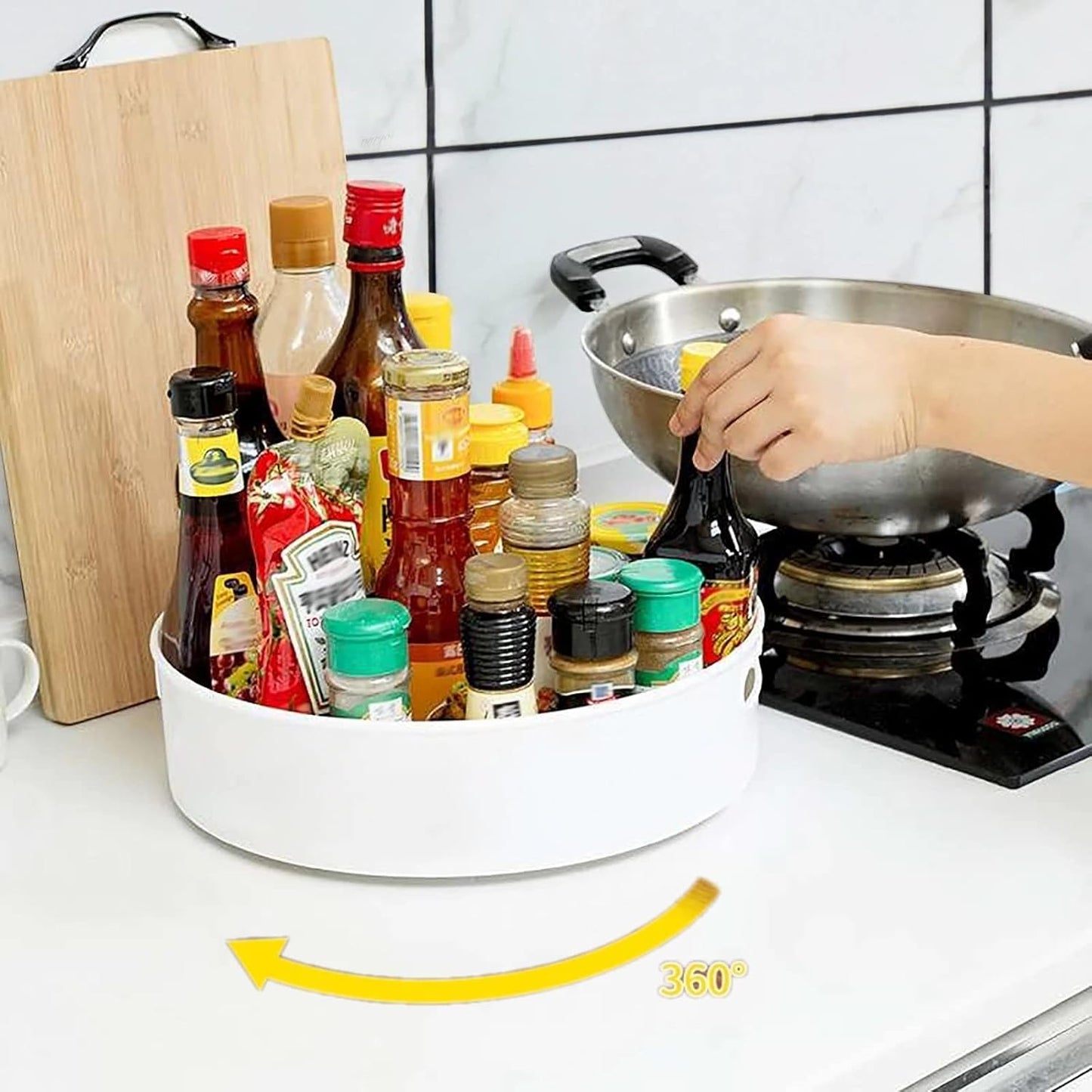 360° Rotating Kitchen Organizer Tray – Lazy Susan Turntable for Cabinets & Countertops
