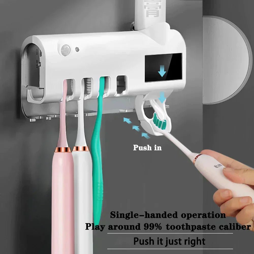 Solar Toothbrush Dispenser & Holder – Automatic UV Sterilizer for Bathroom