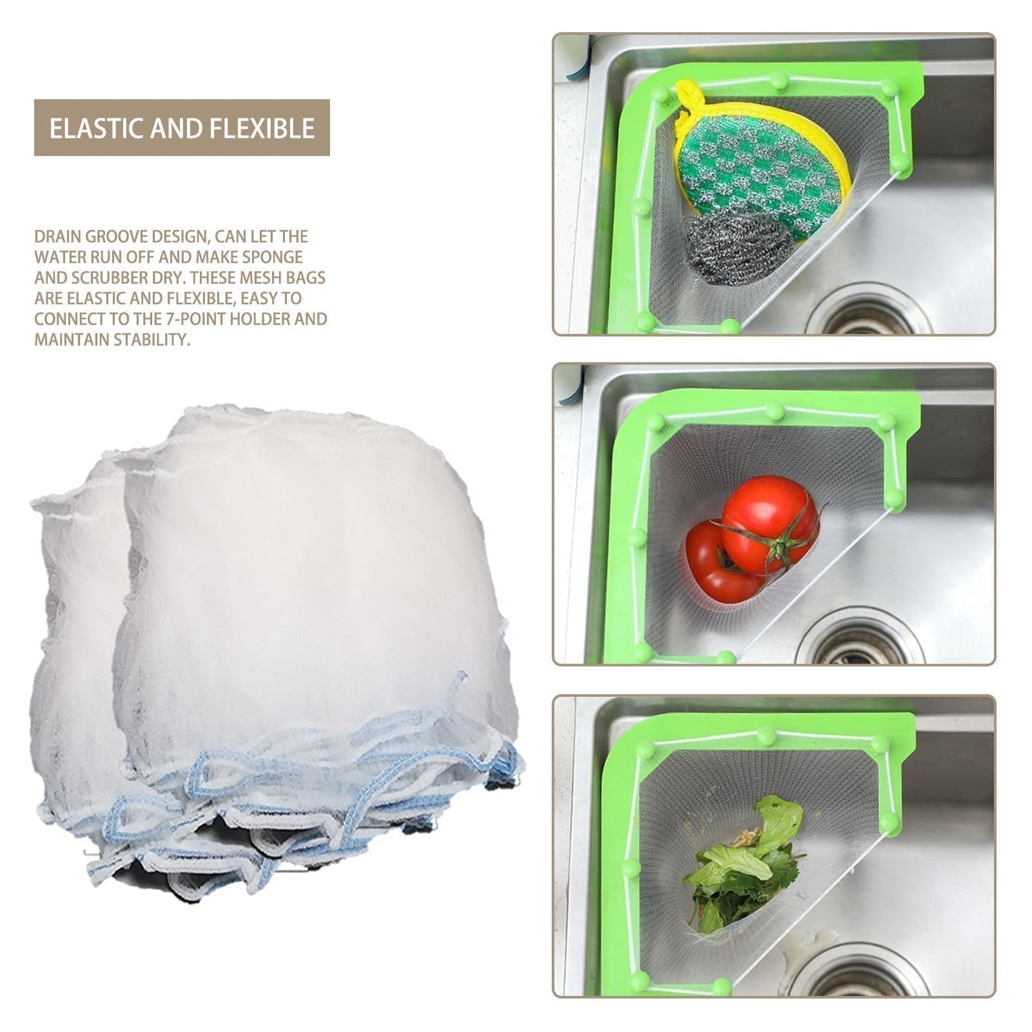 Kitchen Sink Waste Hanging Mesh Bag – Drain Basket for Food Scraps