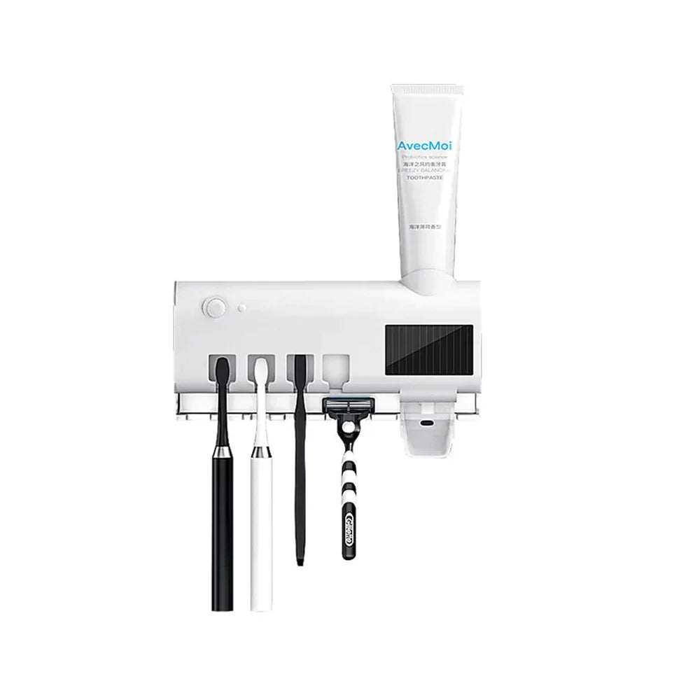 Solar Toothbrush Dispenser & Holder – Automatic UV Sterilizer for Bathroom