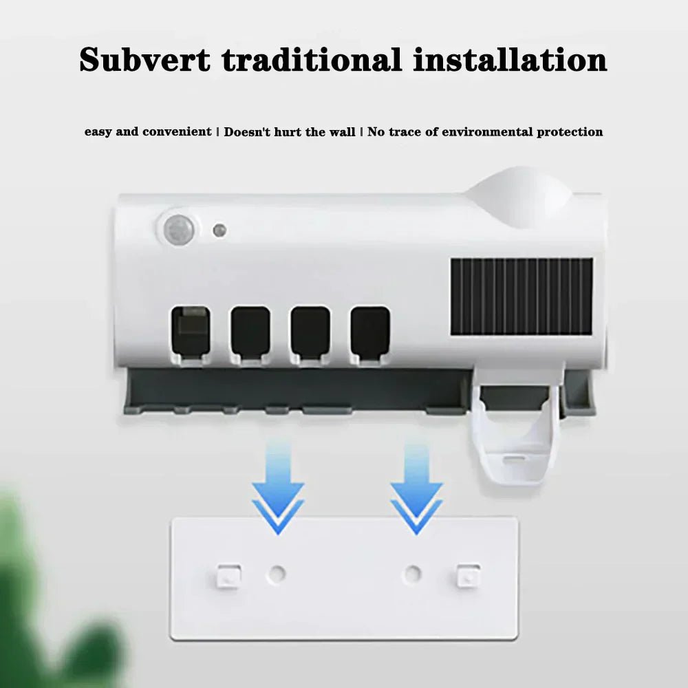 Solar Toothbrush Dispenser & Holder – Automatic UV Sterilizer for Bathroom