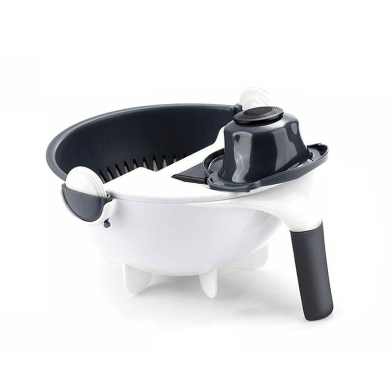 Multifunctional Vegetable Cutter with Drain Basket – 8-in-1 Slicer & Chopper