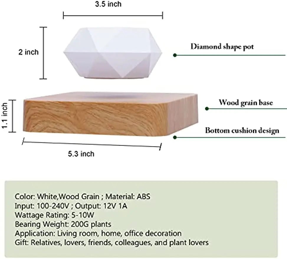 Floating Levitating Magnetic Plant Pot – Modern Air Bonsai Home Decor
